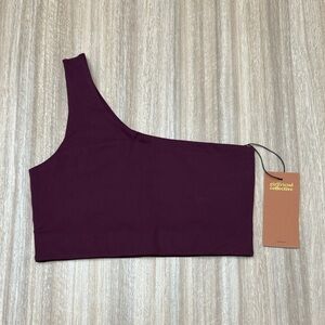 NWT Girlfriend Collective Bianca one shoulder bra purple color size medium